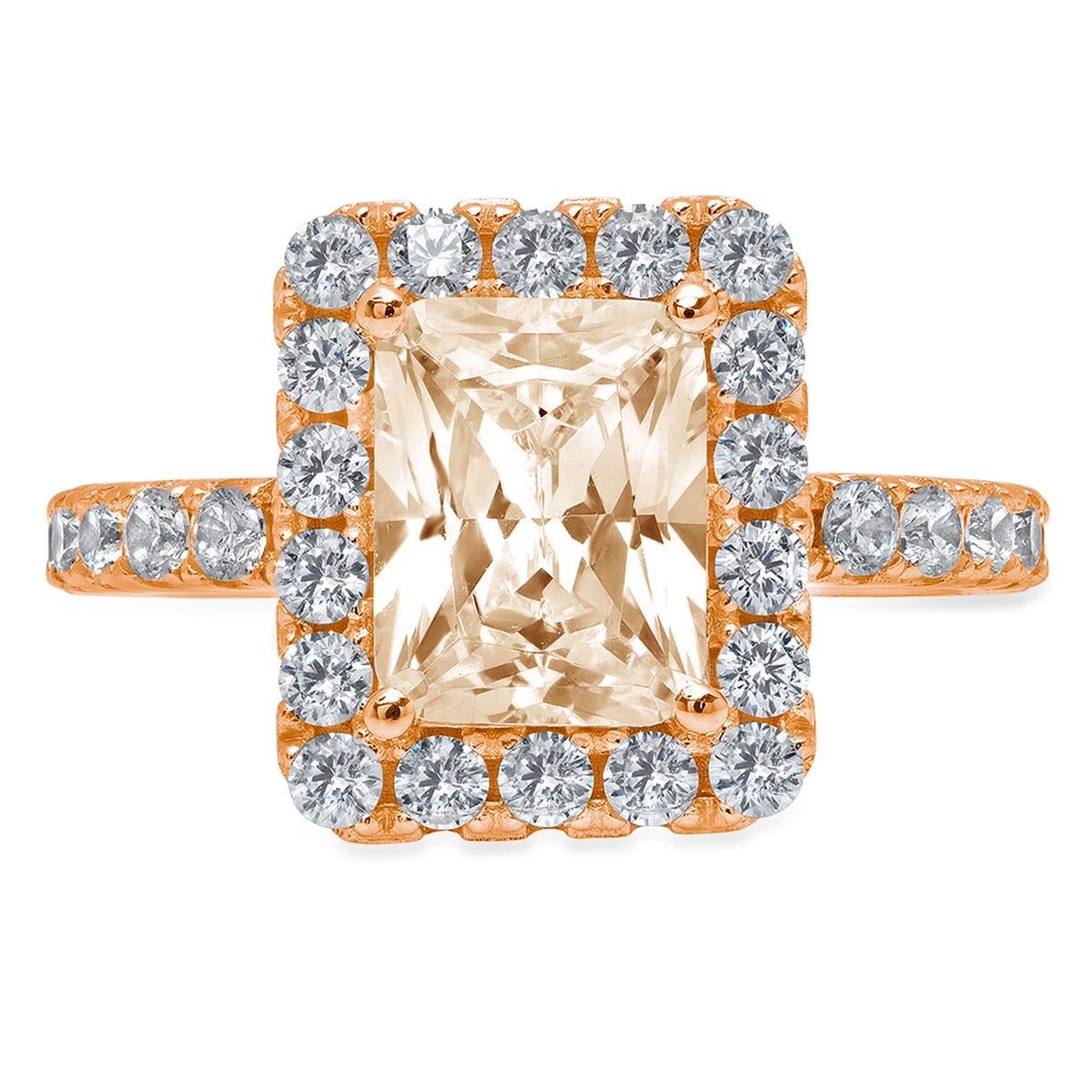 Emerald Cut Brown Morganite Halo Ring I251358
