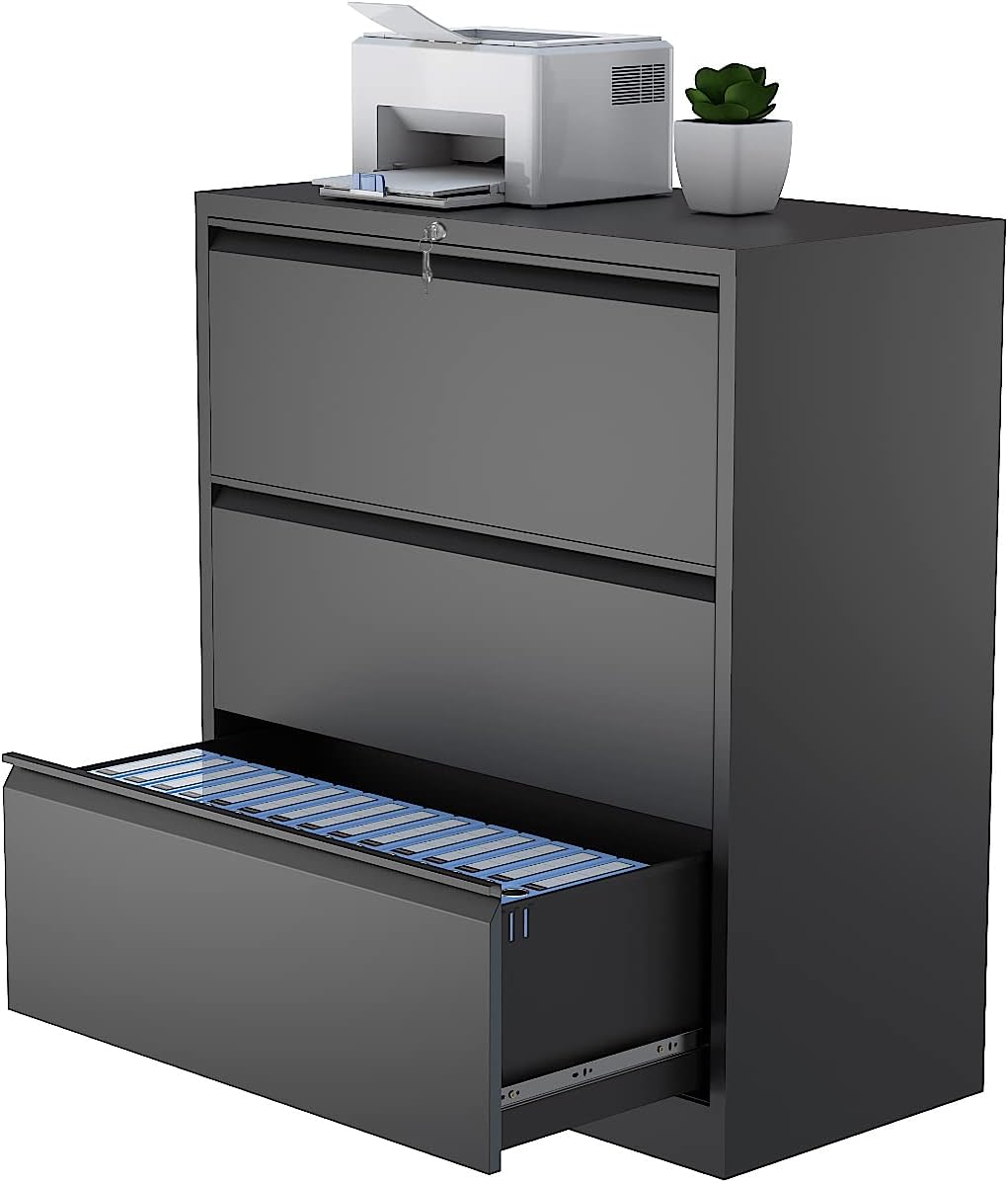 3 Drawer Metal Lateral File Cabinet with Lock B29603