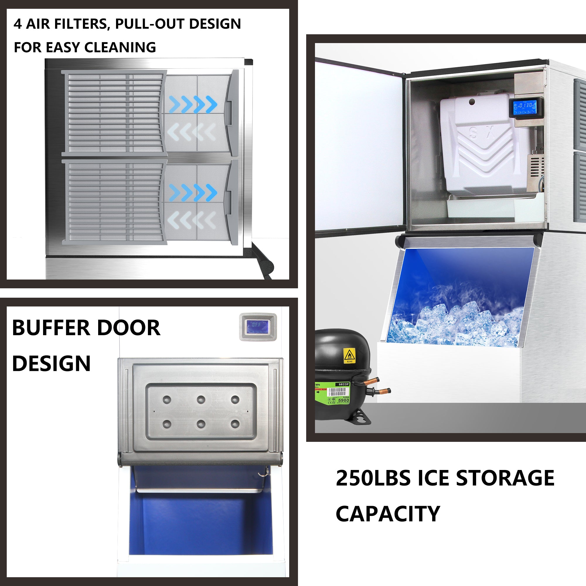 Commercial Ice Maker Machine with Stainless Steel Compressor A14087