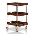 Walnut and Chrome 3-Shelf Bar Cart B6489