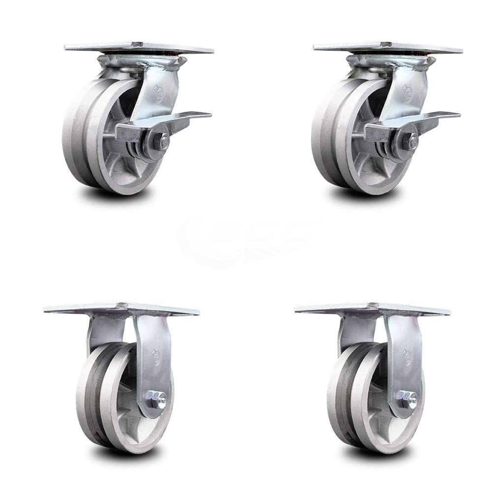 Heavy Duty Swivel Caster with 8 x 2 Silver Wheel, Pack of 2 S838757