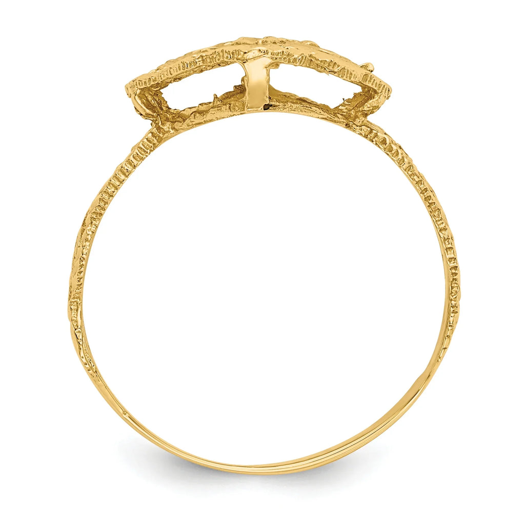 14K Yellow Gold Diamond-Cut Filigree Ring - Size 6 W55041