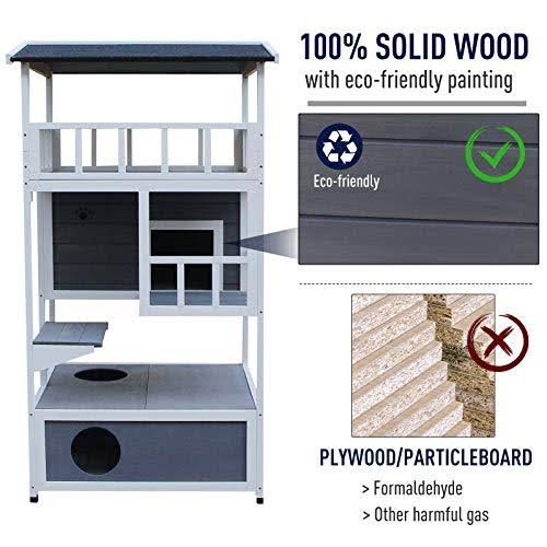 Gray Solid Wood Cat Condo with Litter Box Space J8661