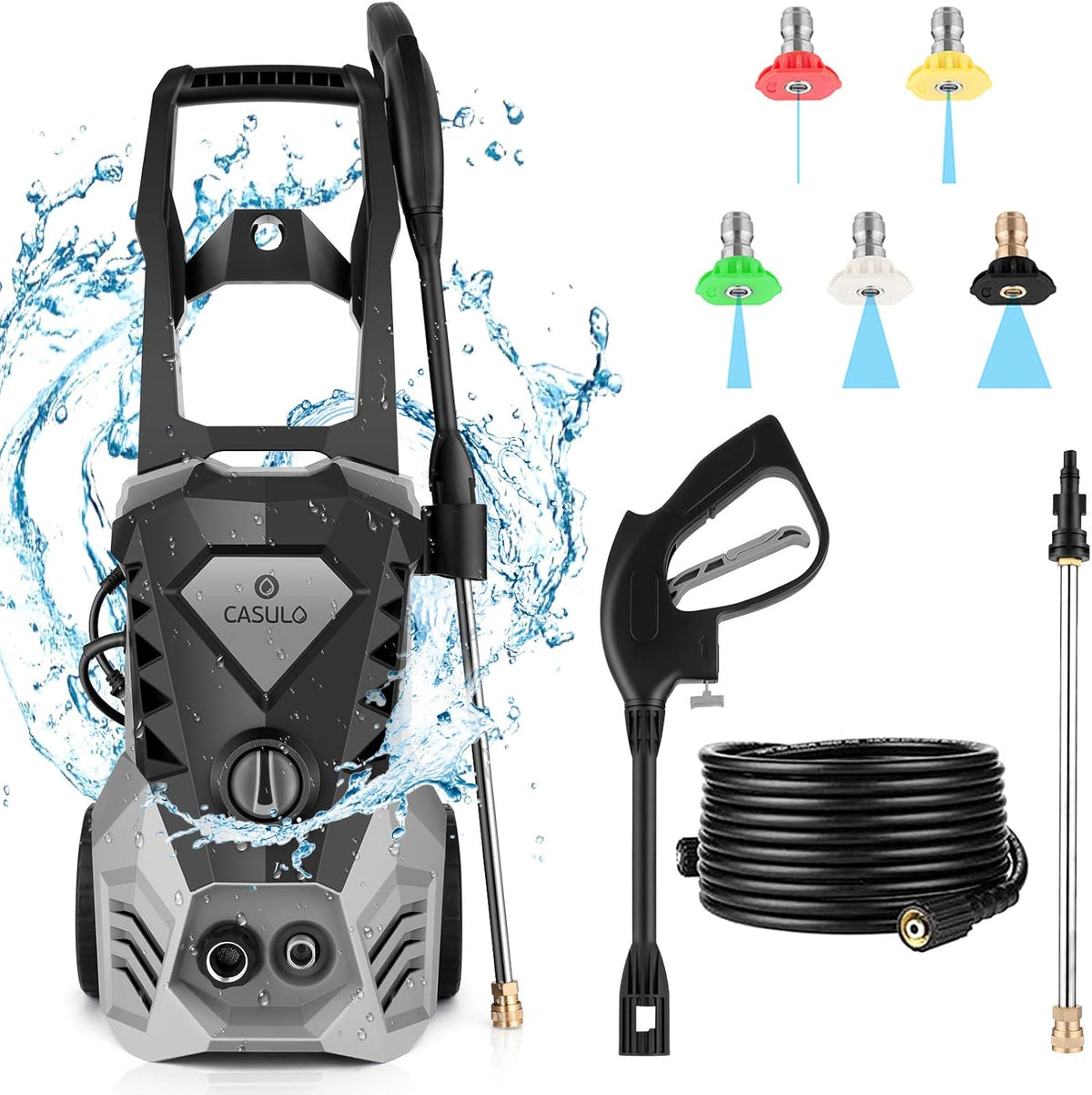 Electric Pressure Washer 1800W with 5 Nozzles, Hose Reel V40624
