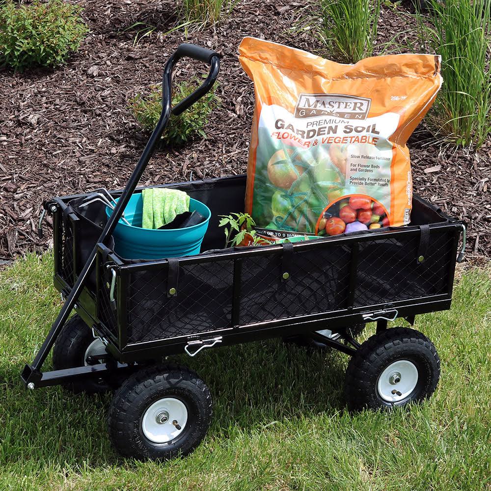 Black Utility Cart with Folding Sides and Liner K3847