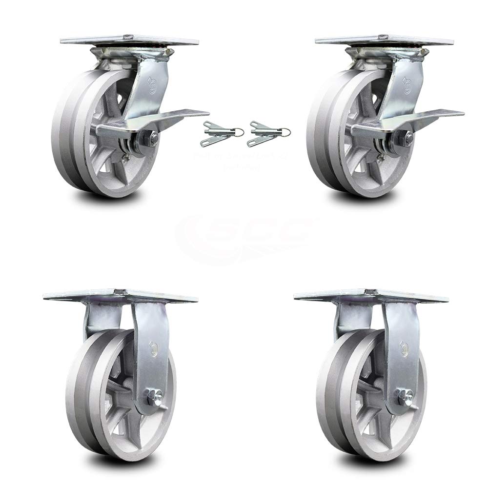 Heavy Duty Swivel Caster with 8 x 2 Silver Wheel, Pack of 2 S838757