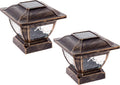 Bronze Solar LED Post Cap Light for 4x4 Wood Posts (2) F3676