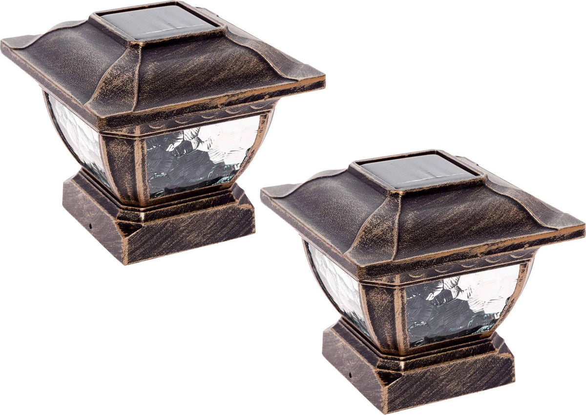 Bronze Solar LED Post Cap Light for 4x4 Wood Posts (2) F3676