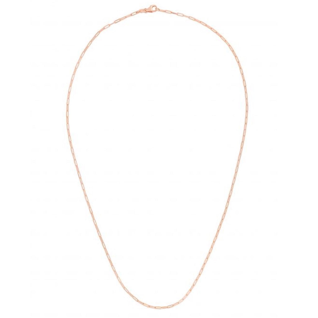 14K Rose Gold 1.5mm Hollow Paperclip Chain Necklace 16"-24" O8749