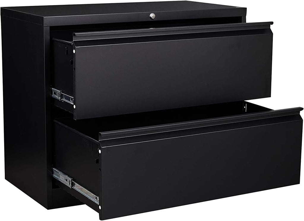 2 Drawer Metal Lateral File Cabinet with Lock (Black) I736096