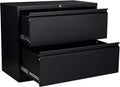 2 Drawer Metal Lateral File Cabinet with Lock (Black) I736096