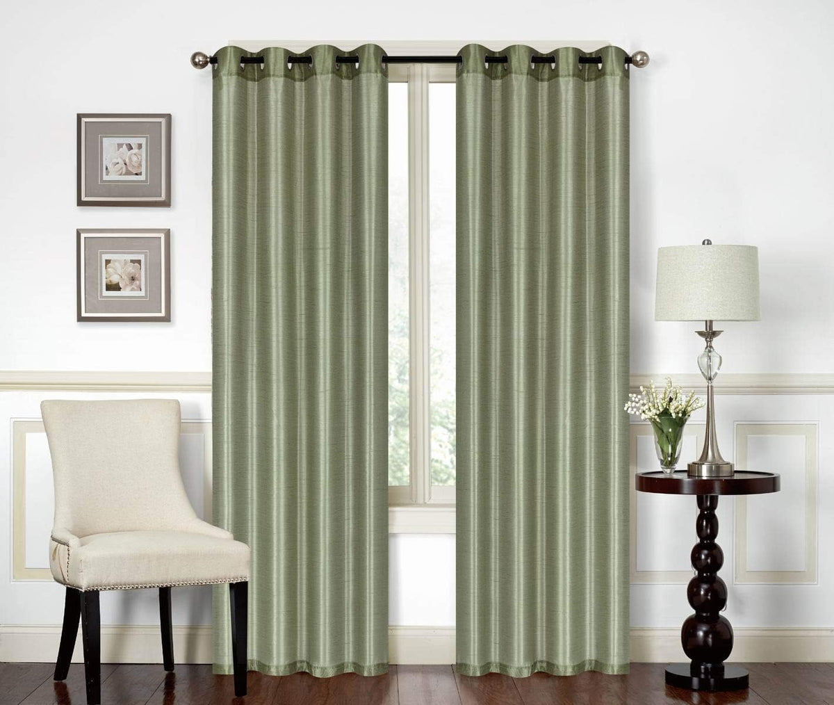 Red Solid Faux Silk Double Waterfall Valance with Tails B365368