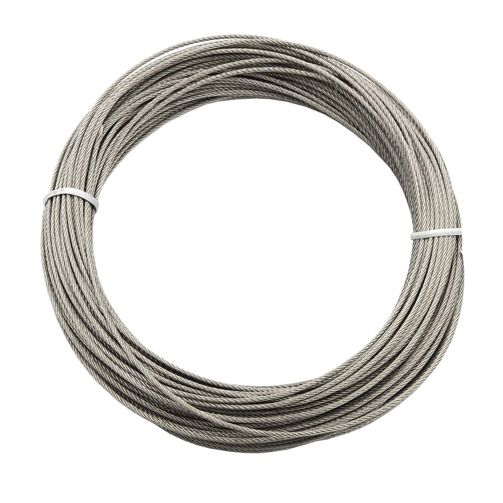 100 ft 1/16 inch 316 Stainless Steel Wire Rope with 20pcs Crimping Sleeves U14056