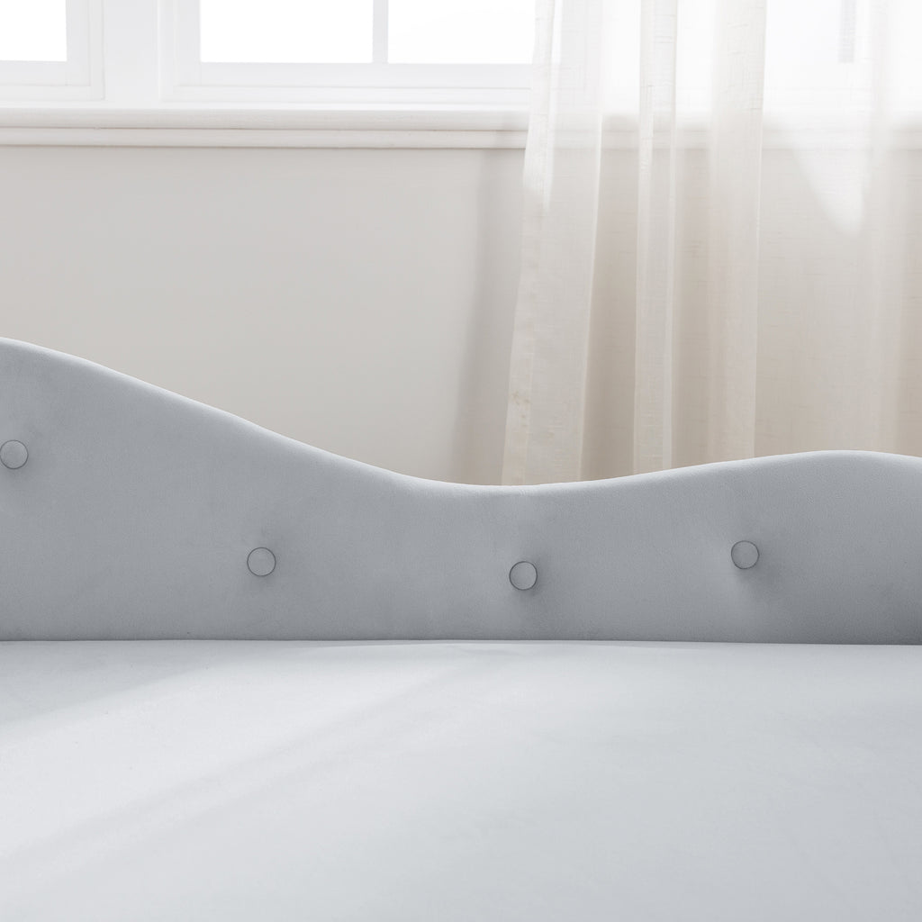 Grey Velvet Chaise Lounge with Storage & Pillow B399