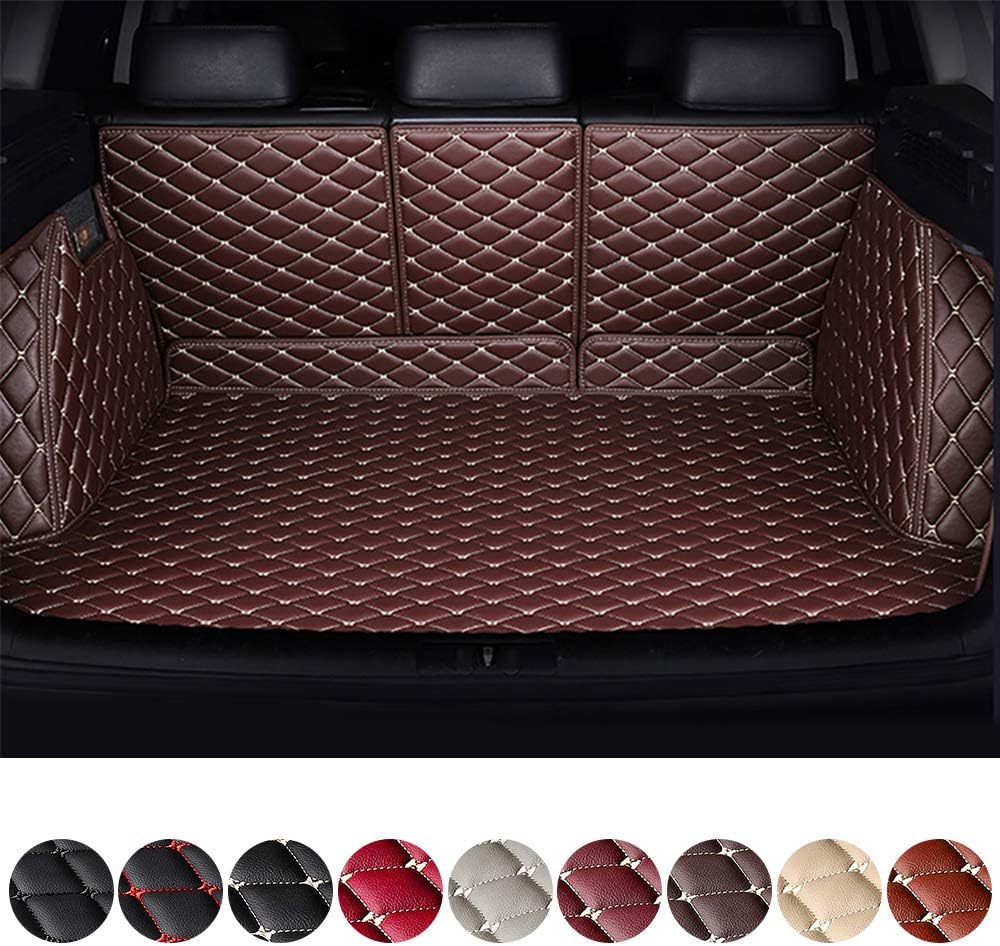Black & Beige Waterproof Non-Slip Leather Trunk Mat Pack of 2 E841179