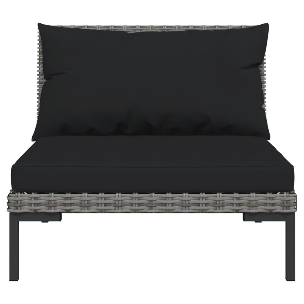 9 Piece Poly Rattan Patio Set with Cushions Dark Gray G1483