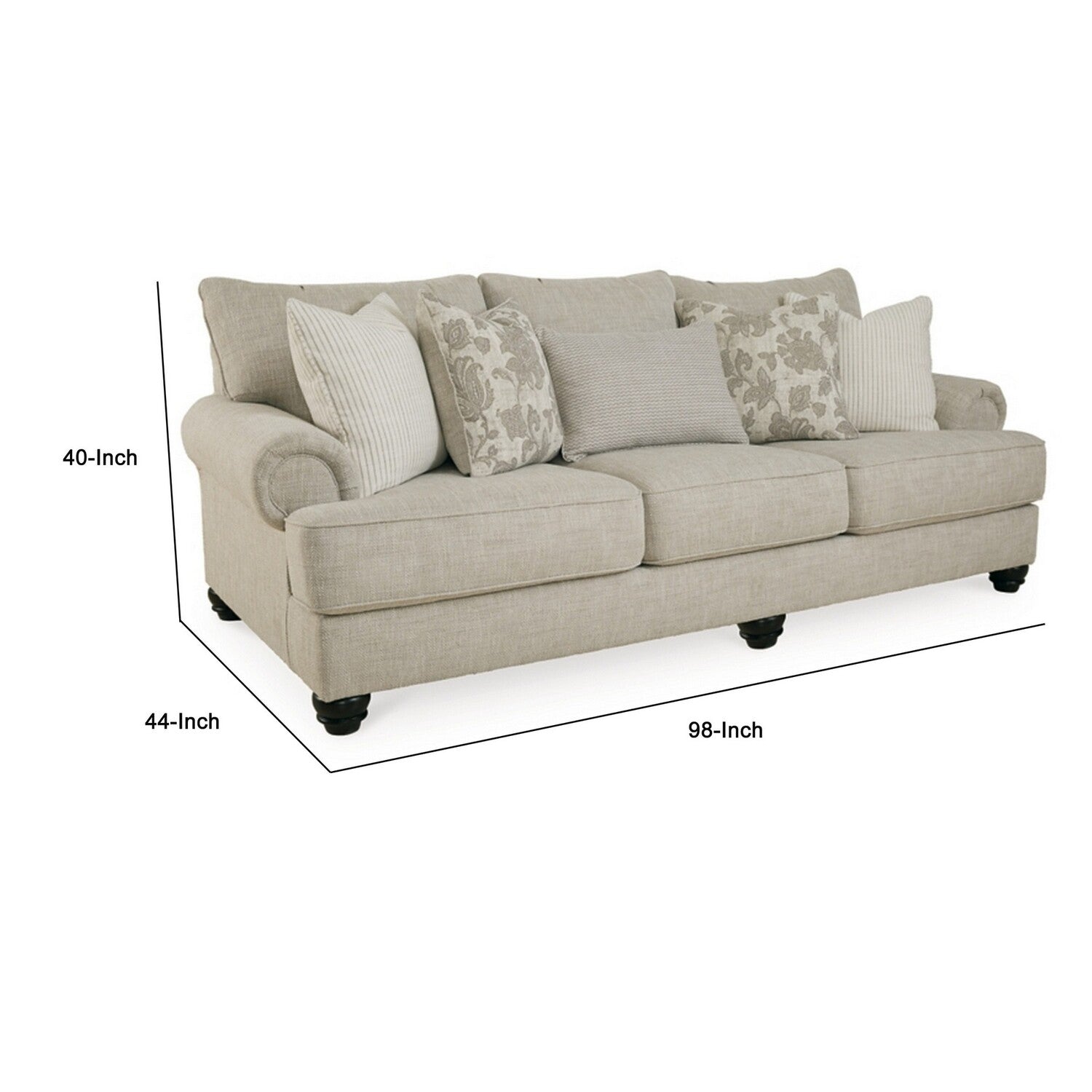 Beige Plush Sofa with 5 Throw Pillows P89117