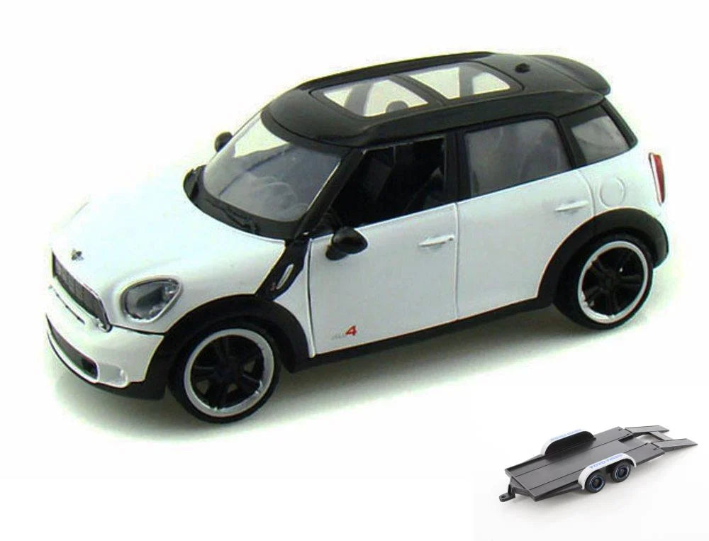1/24 Scale Diecast Car with Trailer, White with Black Roof E80295