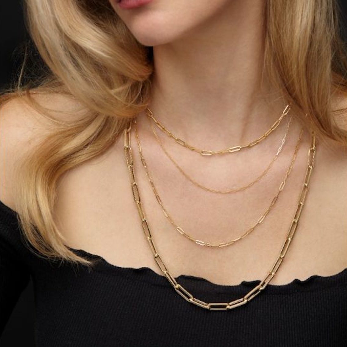 14K Rose Gold 1.5mm Hollow Paperclip Chain Necklace 16"-24" O8749