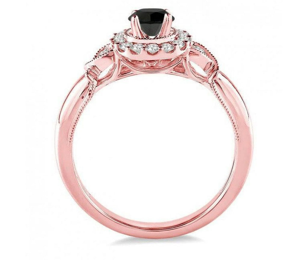 Black Diamond Engagement Ring in 14k Rose Gold H239