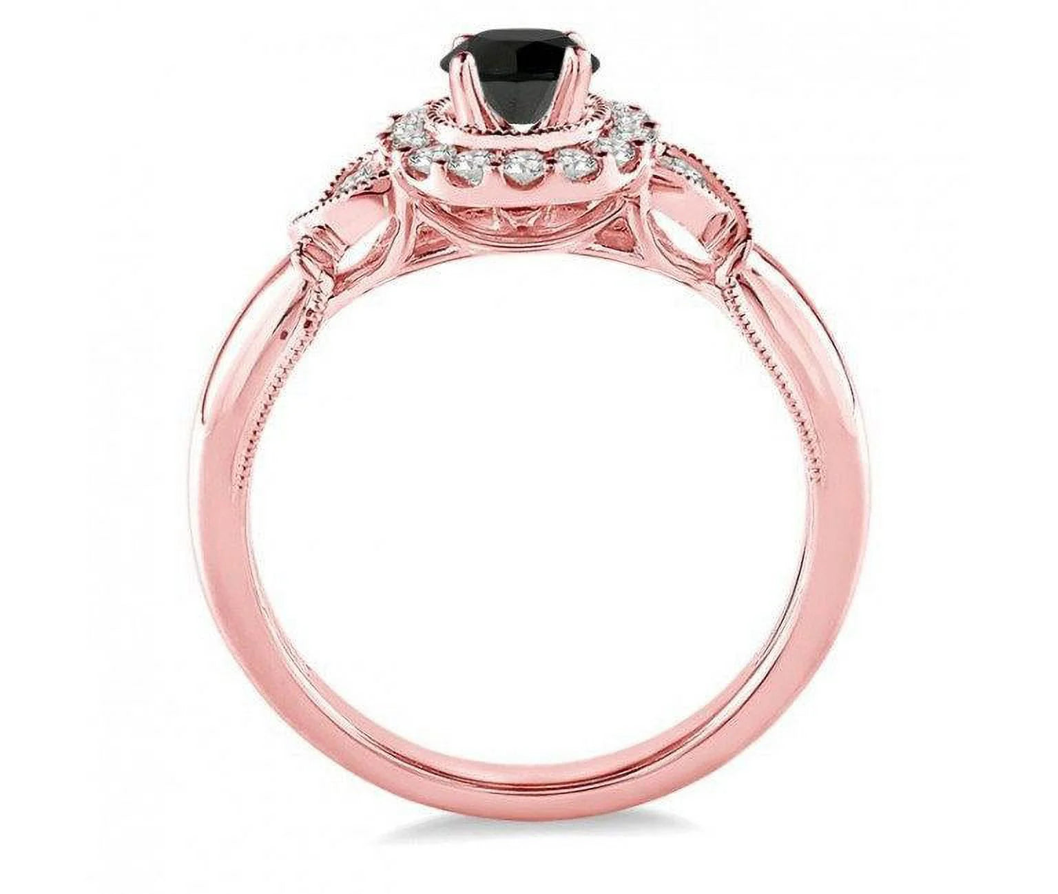 Black Diamond Engagement Ring in 14k Rose Gold H239