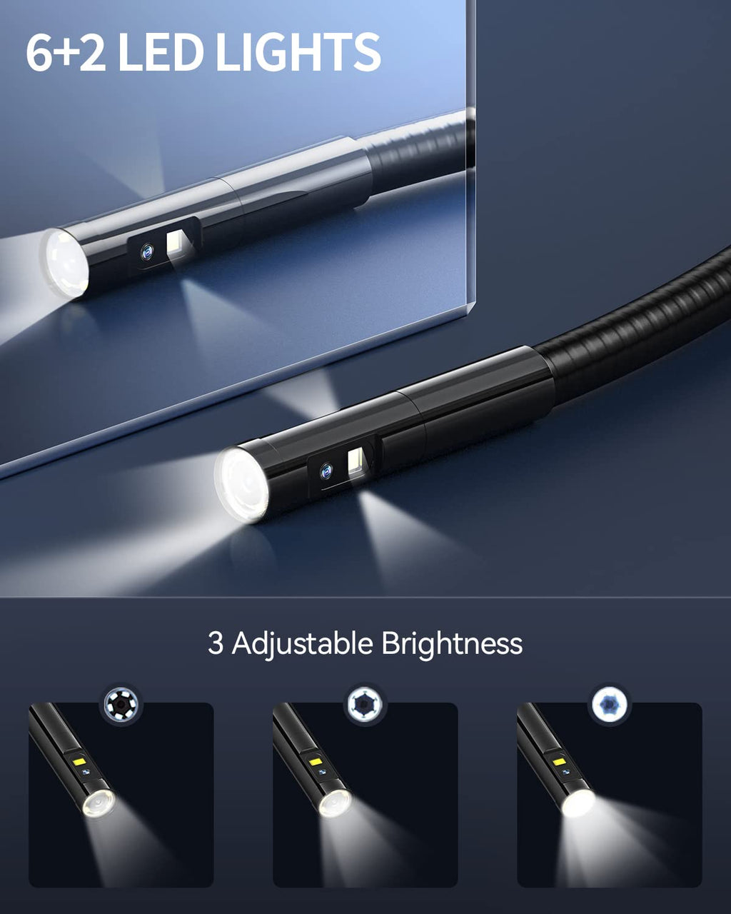 16.4ft Waterproof Flexible Borescope Inspection Camera with Light I44413