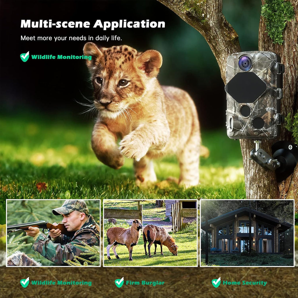 4K 24MP Night Vision 82ft Motion Activated IP66 Waterproof Trail Camera Q887343