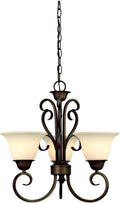 Ebony Gold Finish Three-Light Chandelier with Burnt Scavo Glass J245994
