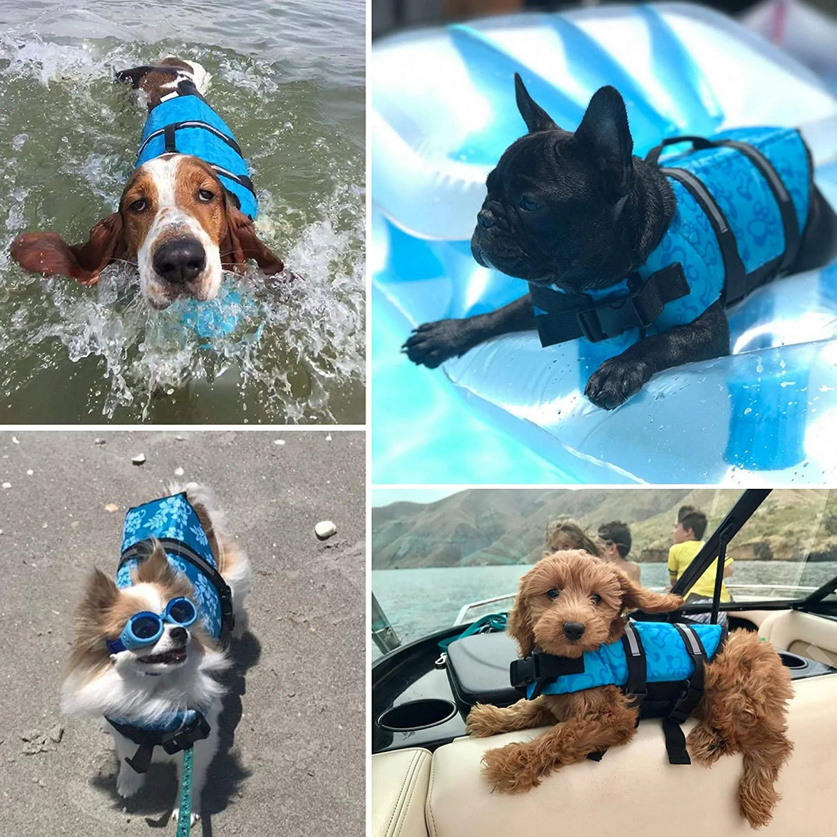 Blue Reflective Stripes Dog Life Jacket A583