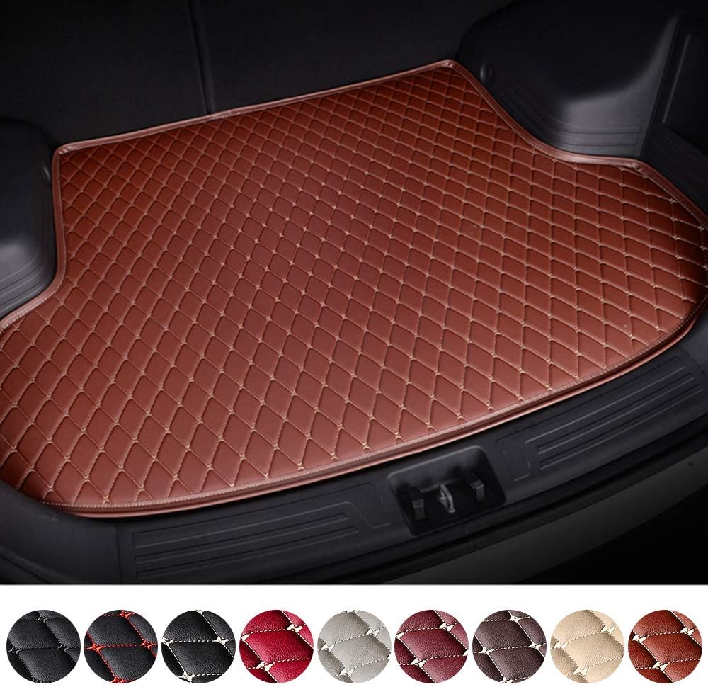 Black & Beige Waterproof Non-Slip Leather Trunk Mat Pack of 2 E841179