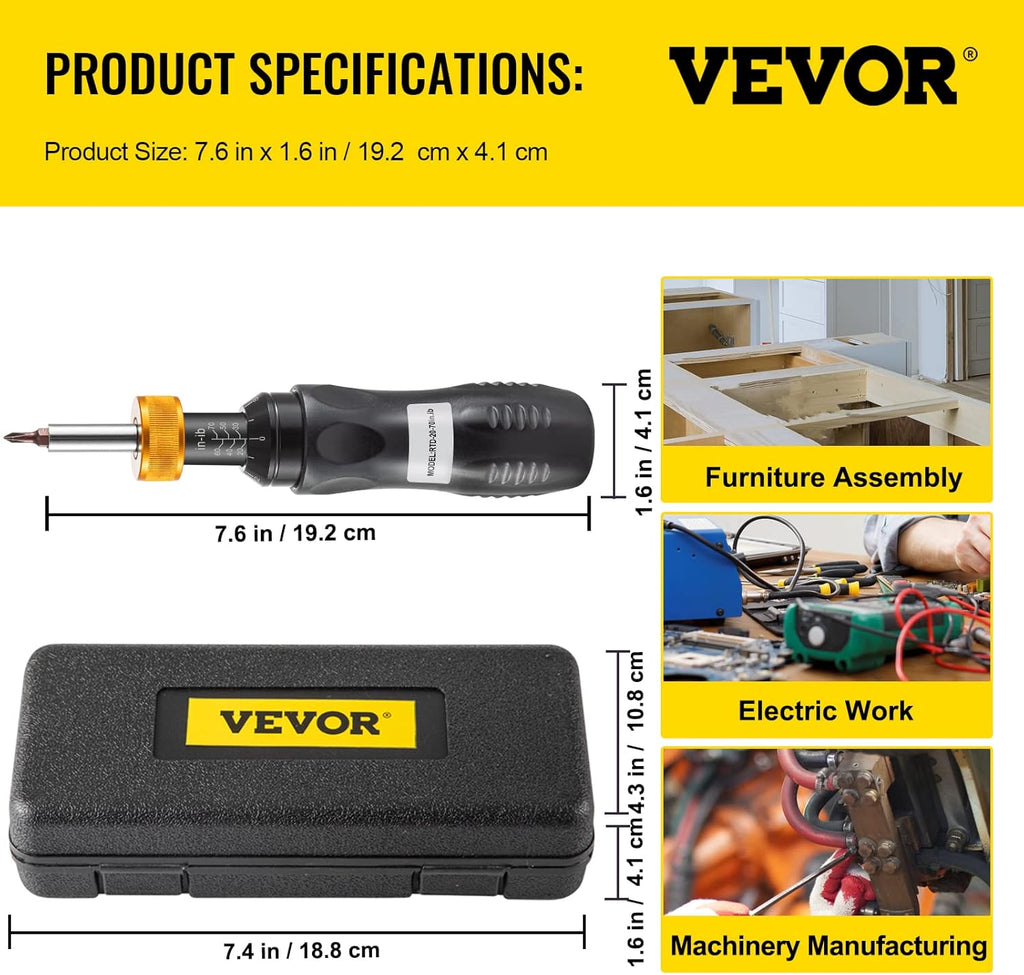 1/4 Drive Adjustable Torque Screwdriver with Bits & Case H751