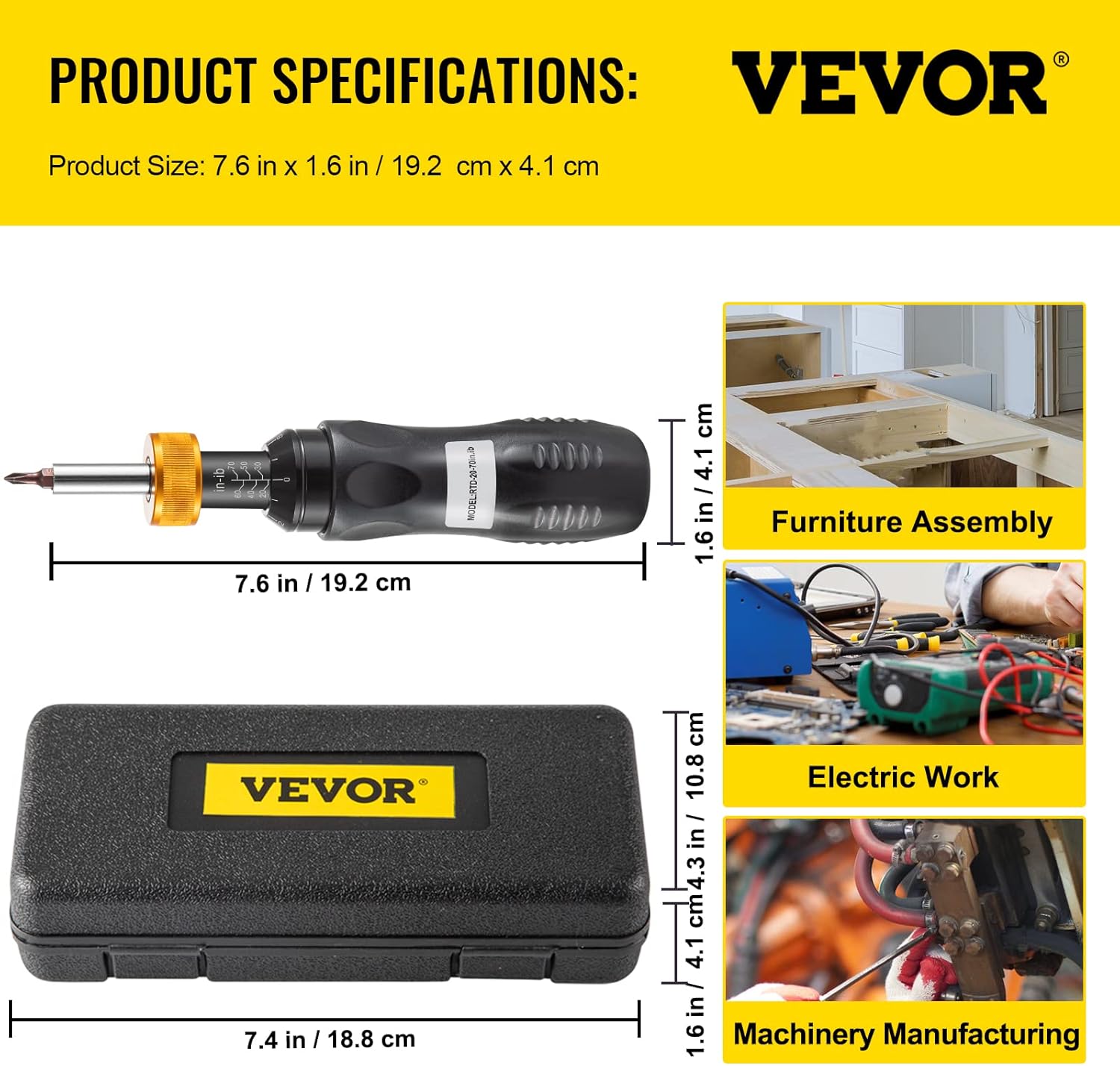 1/4 Drive Adjustable Torque Screwdriver with Bits & Case H751