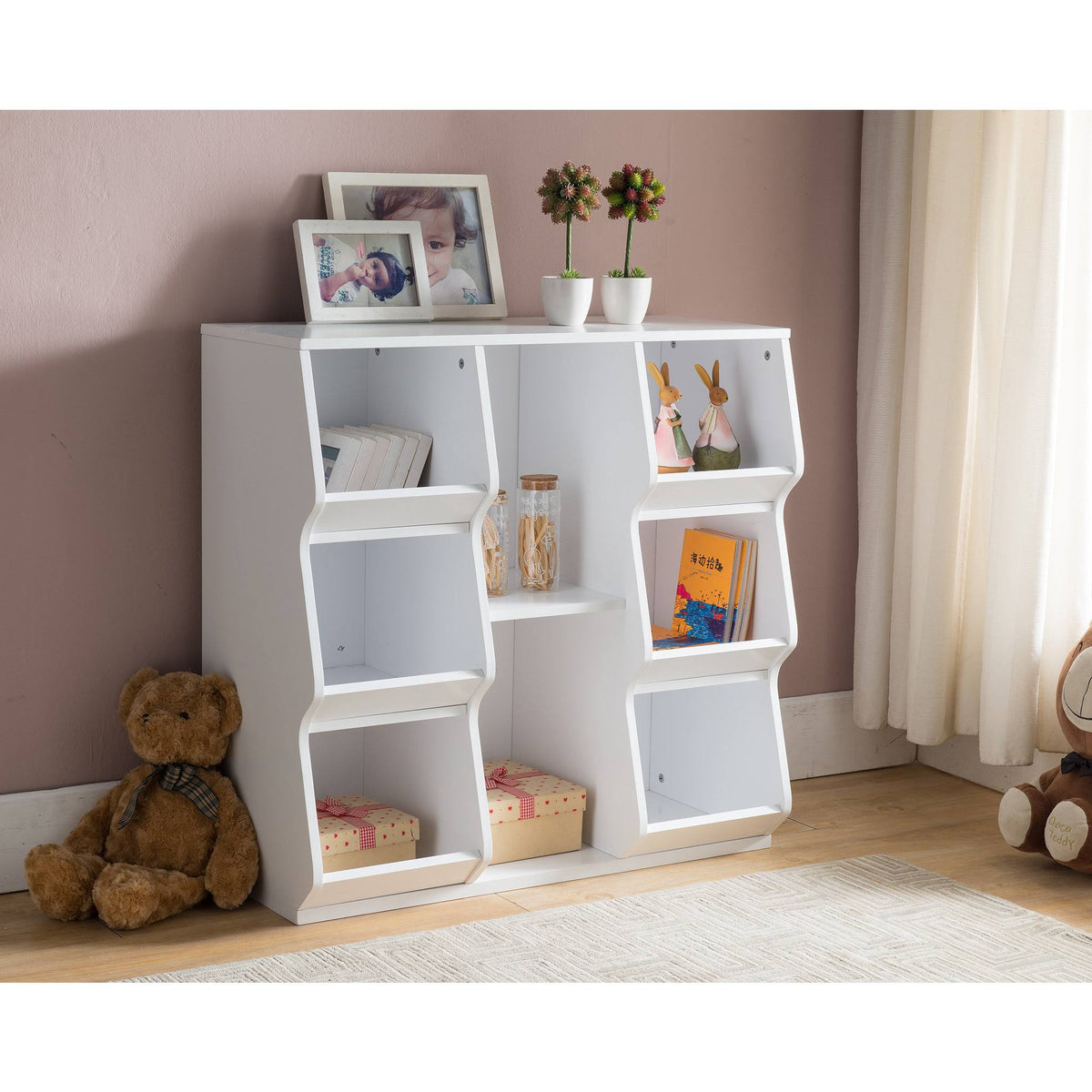 White Wood 8 Shelf Bookcase V16902