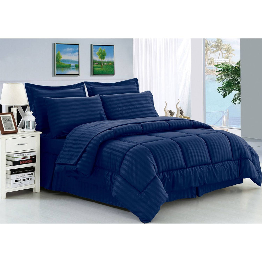 Navy Blue 8-Piece Bed-in-a-Bag Set T573