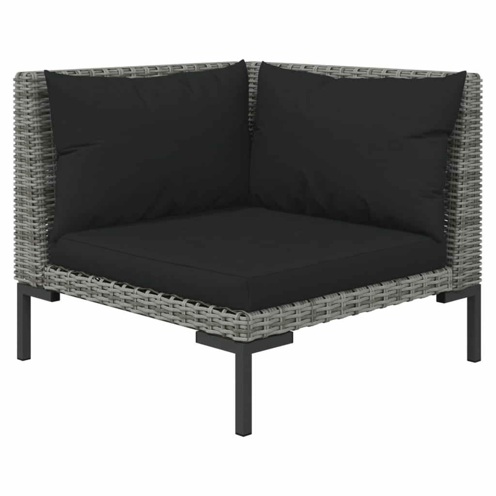9 Piece Poly Rattan Patio Set with Cushions Dark Gray G1483