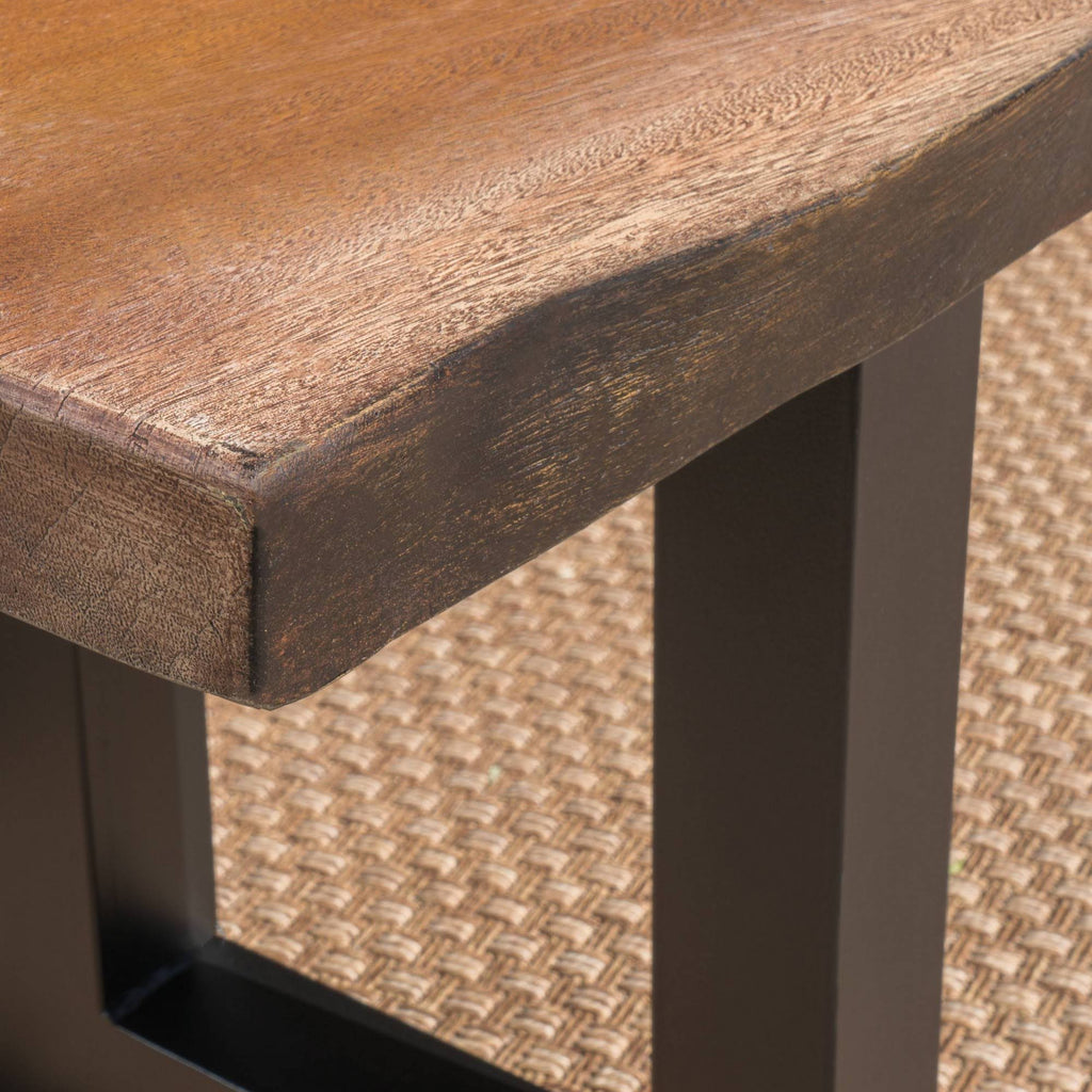 Teak Concrete Faux Live Edge Patio Dining Bench R907720