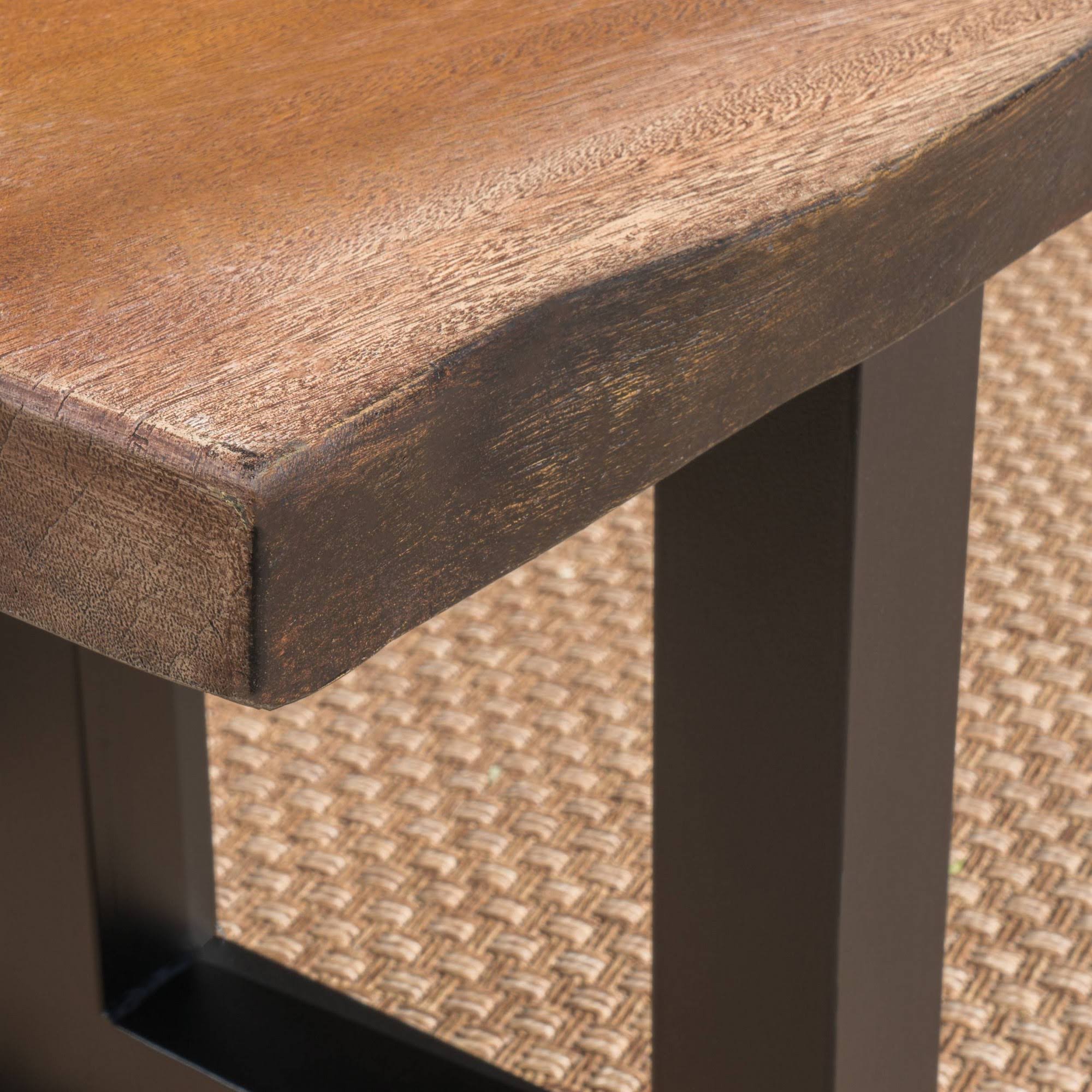 Teak Concrete Faux Live Edge Patio Dining Bench R907720