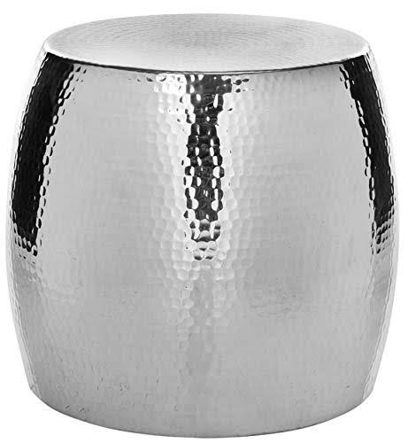 Silver Round Hammered Stool H327
