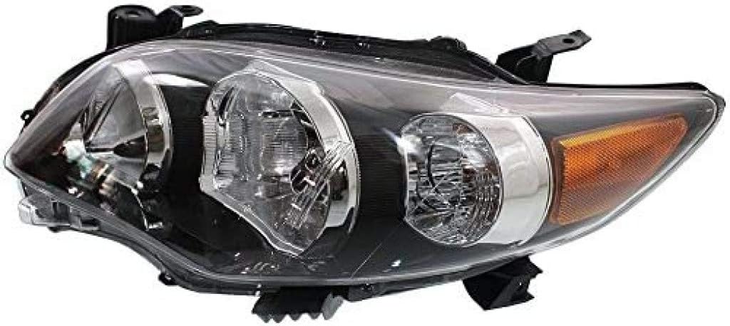 Headlight Assembly for Toyota Corolla 2011 2012 2013 Passenger Side Black w/Bulbs DOT Certified Q25918