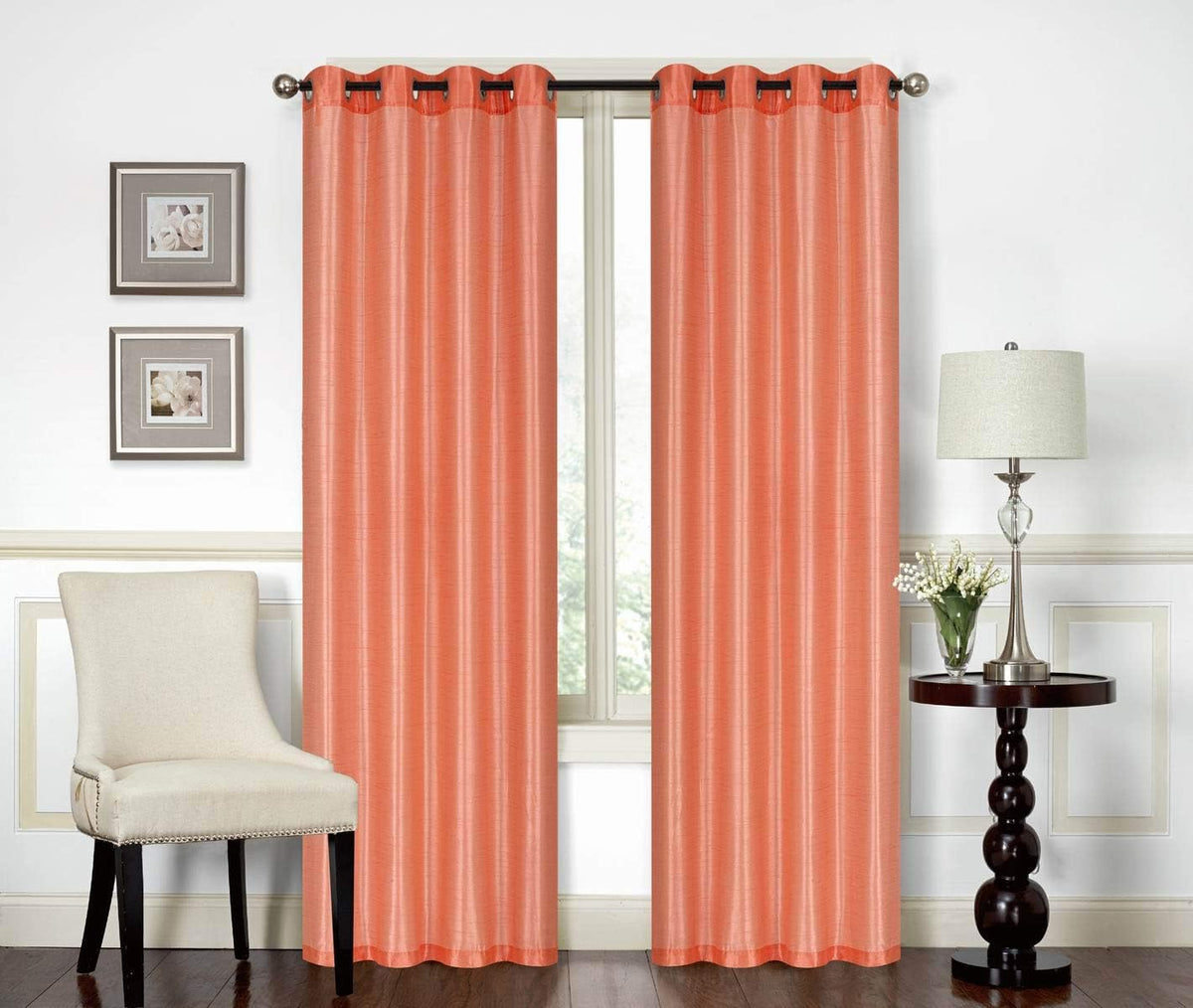 Red Solid Faux Silk Double Waterfall Valance with Tails B365368