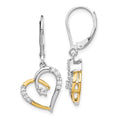 14k Yellow and White Gold Diamond Heart Leverback Earrings R954764