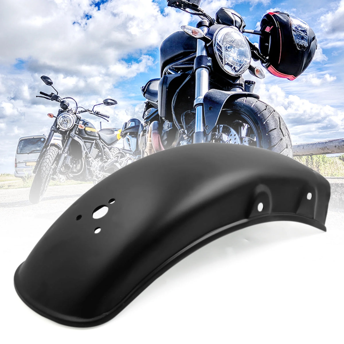 Black Metal Motorcycle Rear Fender Mudguard U697803