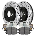 Front Wheel Bearing Hubs Drilled Slotted Rotors Black Ceramic Pads Kit X5905