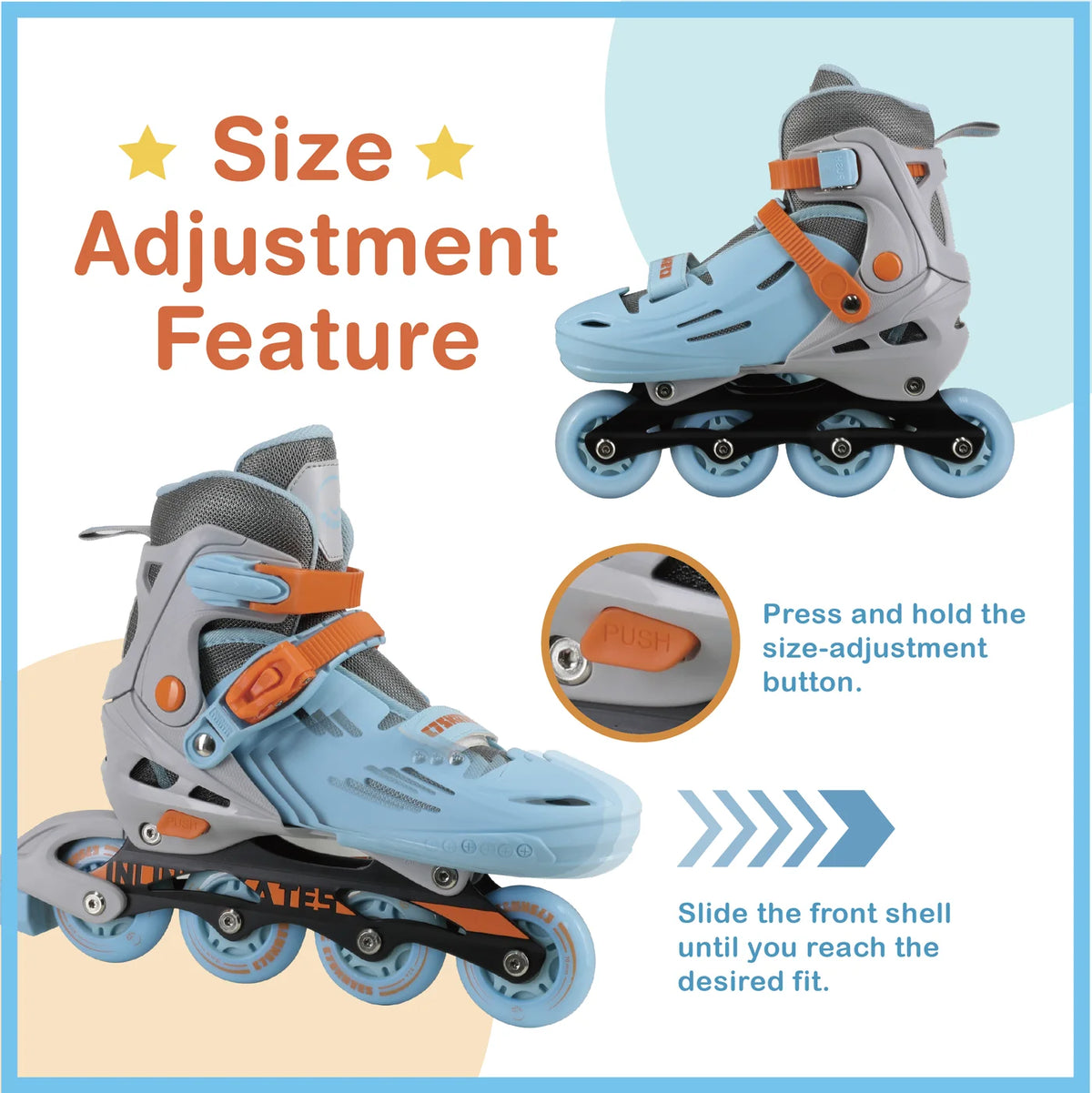 Adjustable Kids Inline Skates with Light Up Wheels L3306