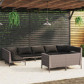 9 Piece Poly Rattan Patio Set with Cushions Dark Gray G1483