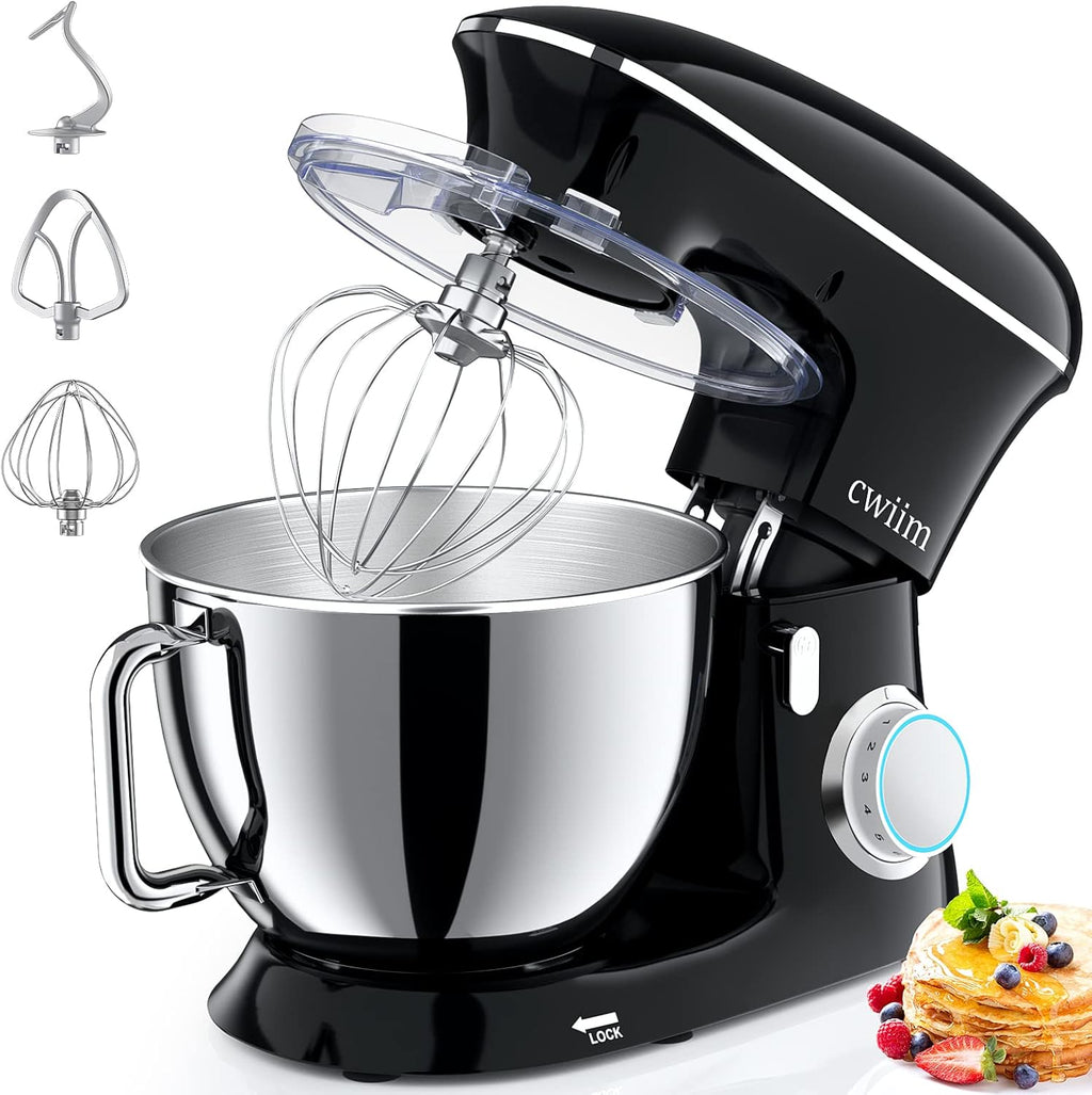 8.5Qt Tilt-Head Food Mixer 660W 6+P Speed Kitchen Mixers with Dough Hook, Flat Beater, Whisk, Splash Guard T4909