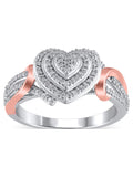 1/6 Carat T.W. Heart Shaped Double Halo Diamond Composite Ring in Sterling Silver with 14K Rose Gold Plating, Size 6 Y366301