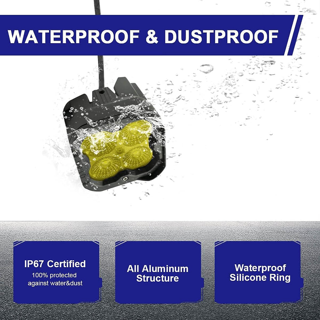 2 Pcs 3inch 18w Flood Yellow LED Light Pods R16071