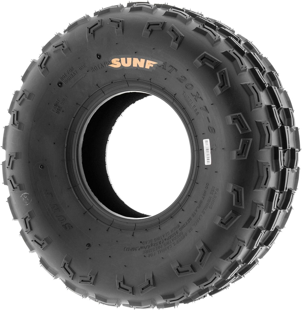 20x7-8 ATV UTV Go-Karts Tire, Knobby Tread, 6 PR, Tubeless Pack of 2 P776