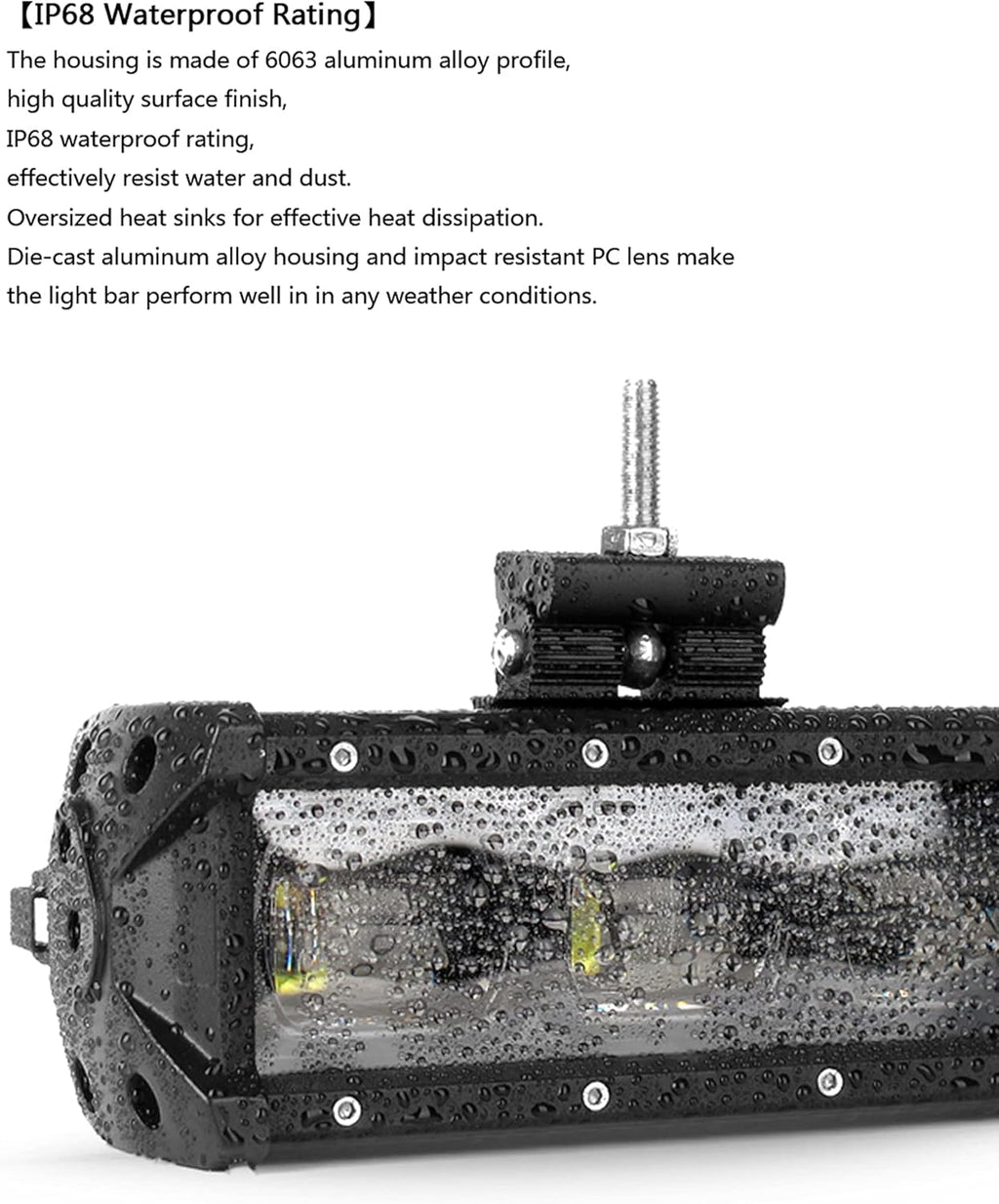 Off Road LED Light Bar 14 Inch 60W Single Row Flood Beam Waterproof E969909